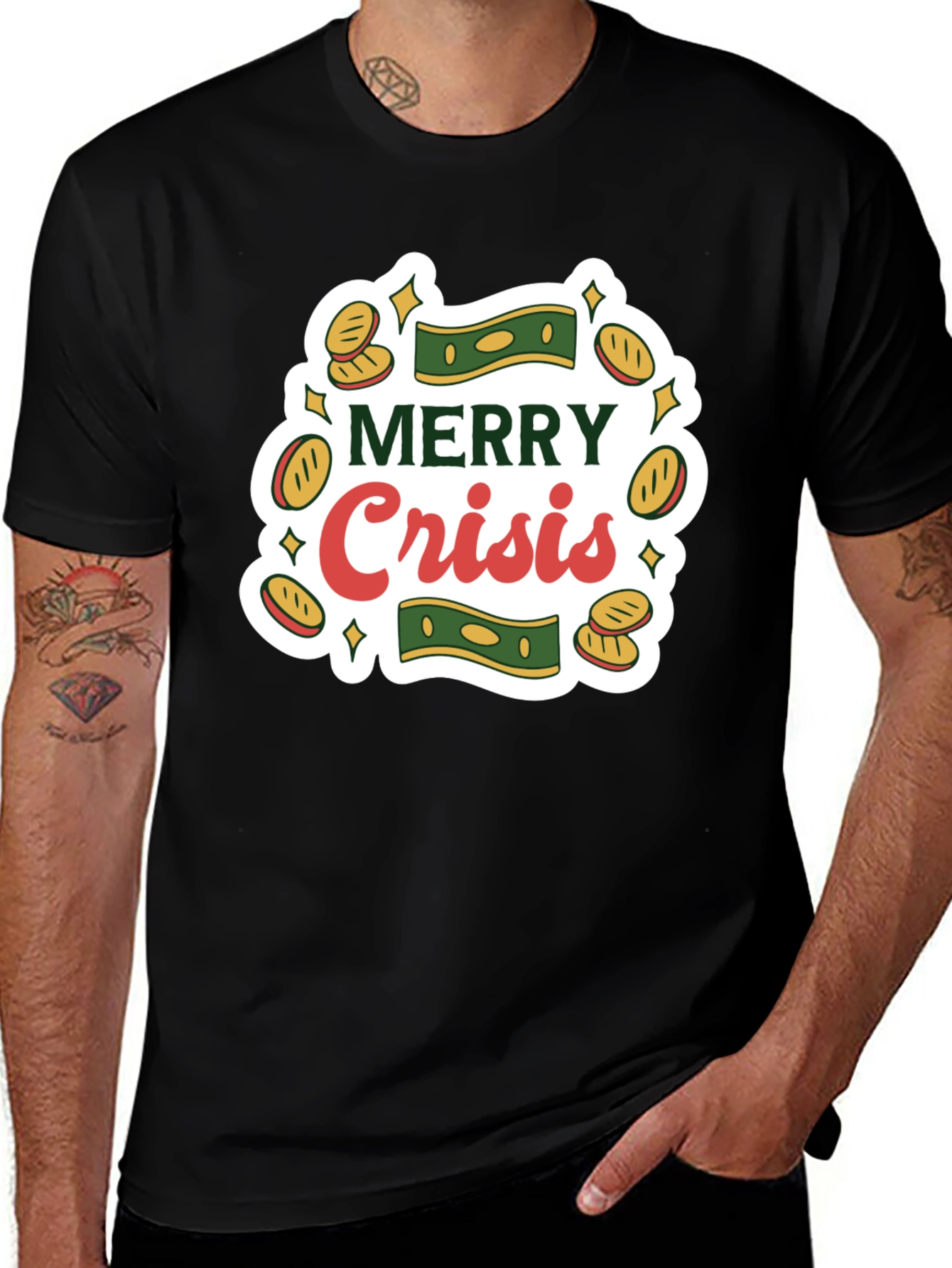 Variant 5 of Merry Crisis Graphic Tee - Black