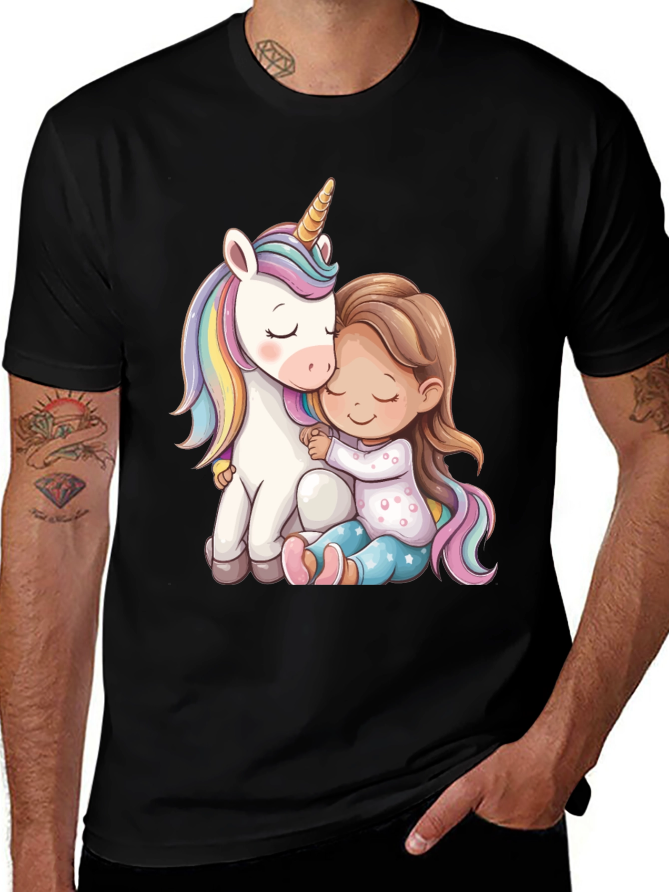 Variant 18 of Unicorn & Girl Hug Graphic Tee - Cute, Comfy, Casual Wear