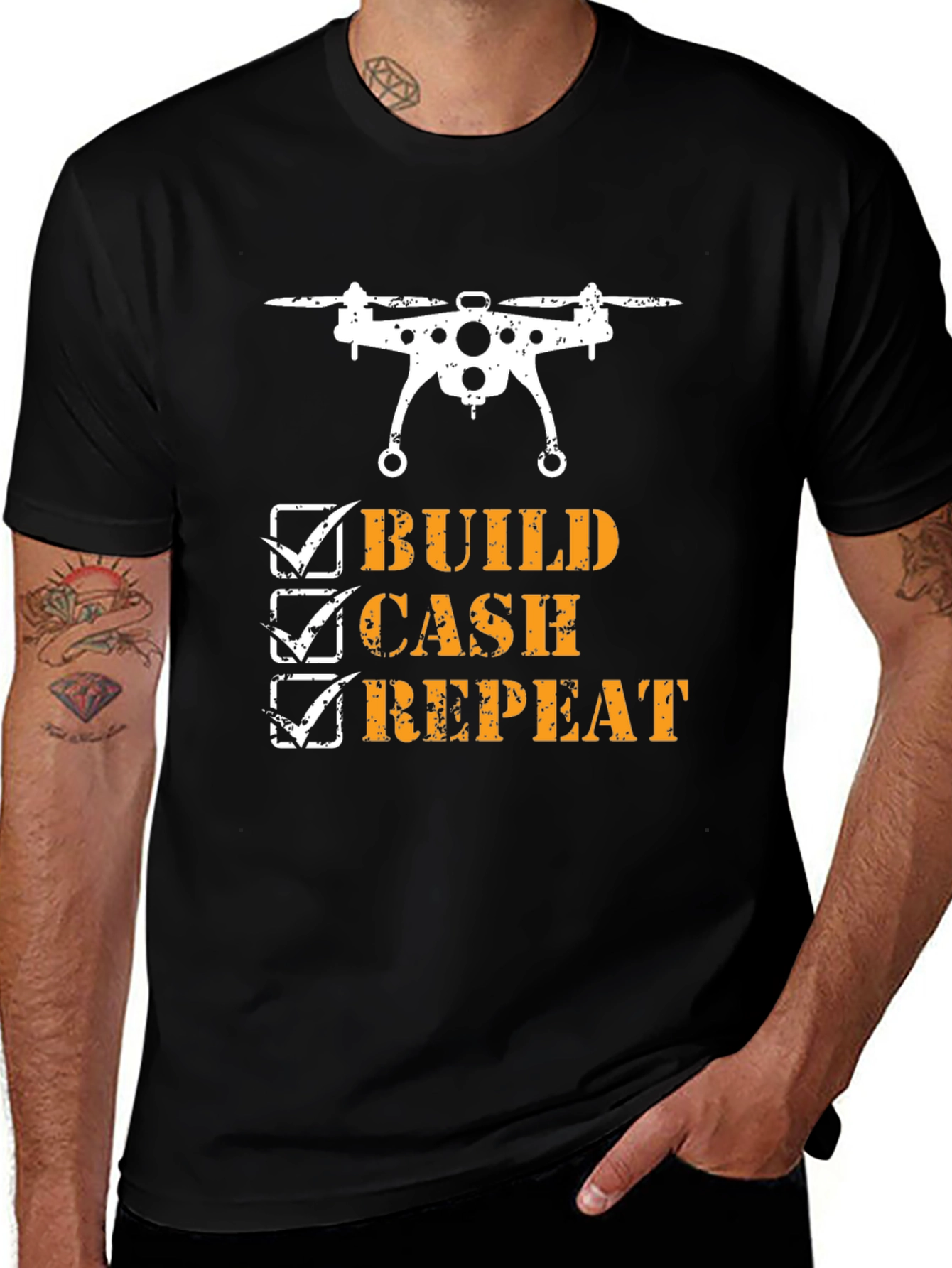 Variant 26 of Drone Enthusiast T-Shirt: Build, Cash, Repeat