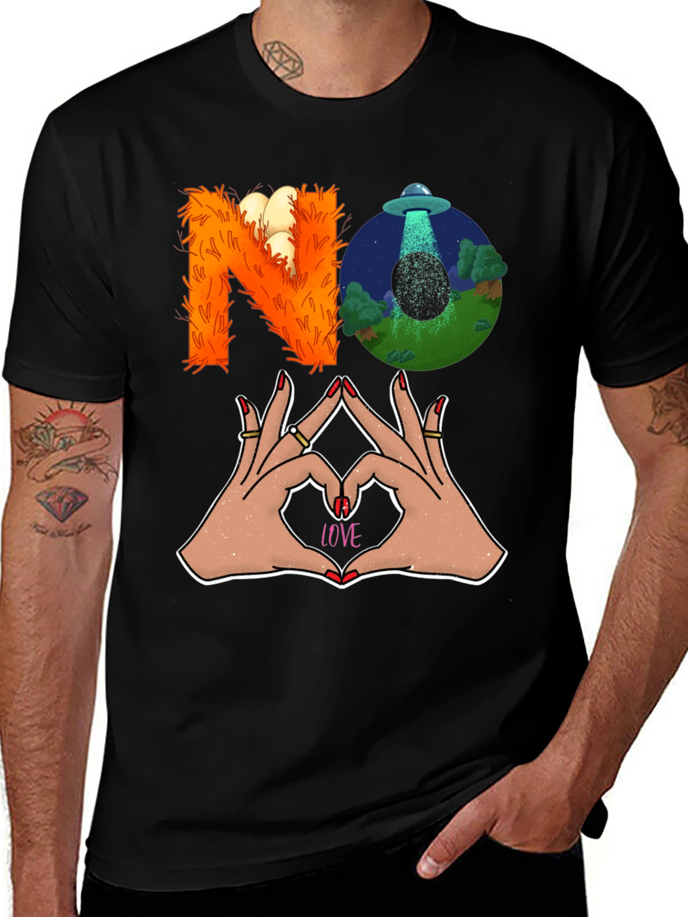 Variant 10 of Novelty Graphic Print T-Shirt - No Love Alien Abduction Design