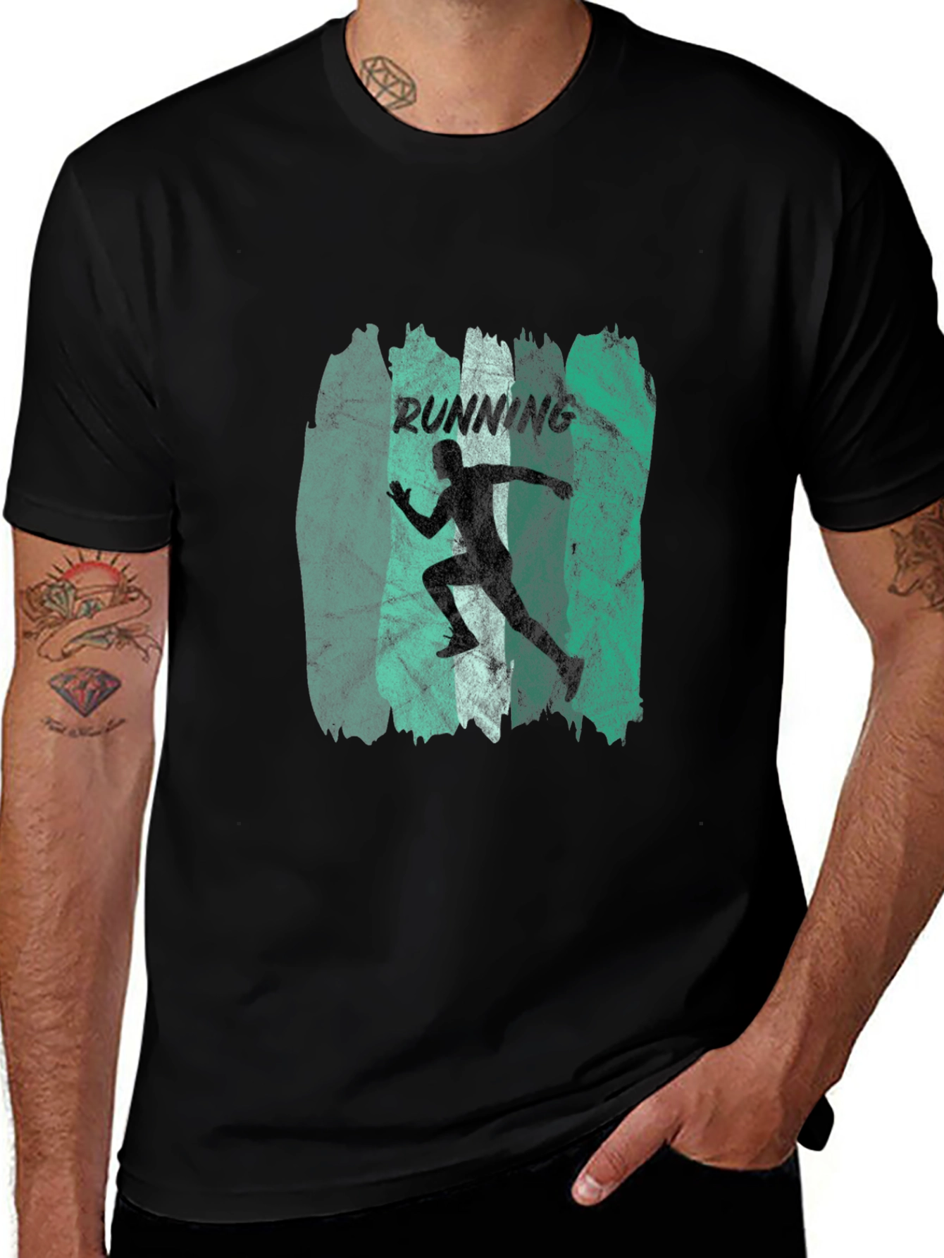 Variant 28 of Running Graphic Tee - Men's Black T-Shirt