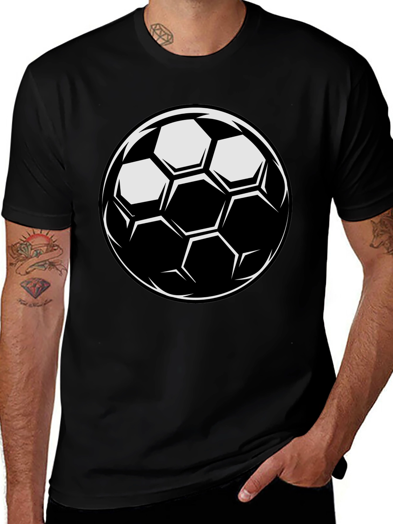 Variant 27 of Soccer Ball Graphic Tee - Black