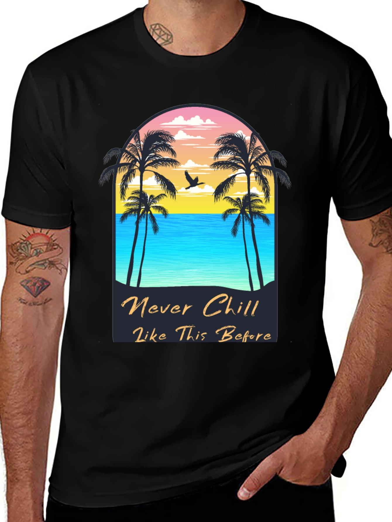 Variant 17 of Never Chill Graphic Tee - Beach Vibes