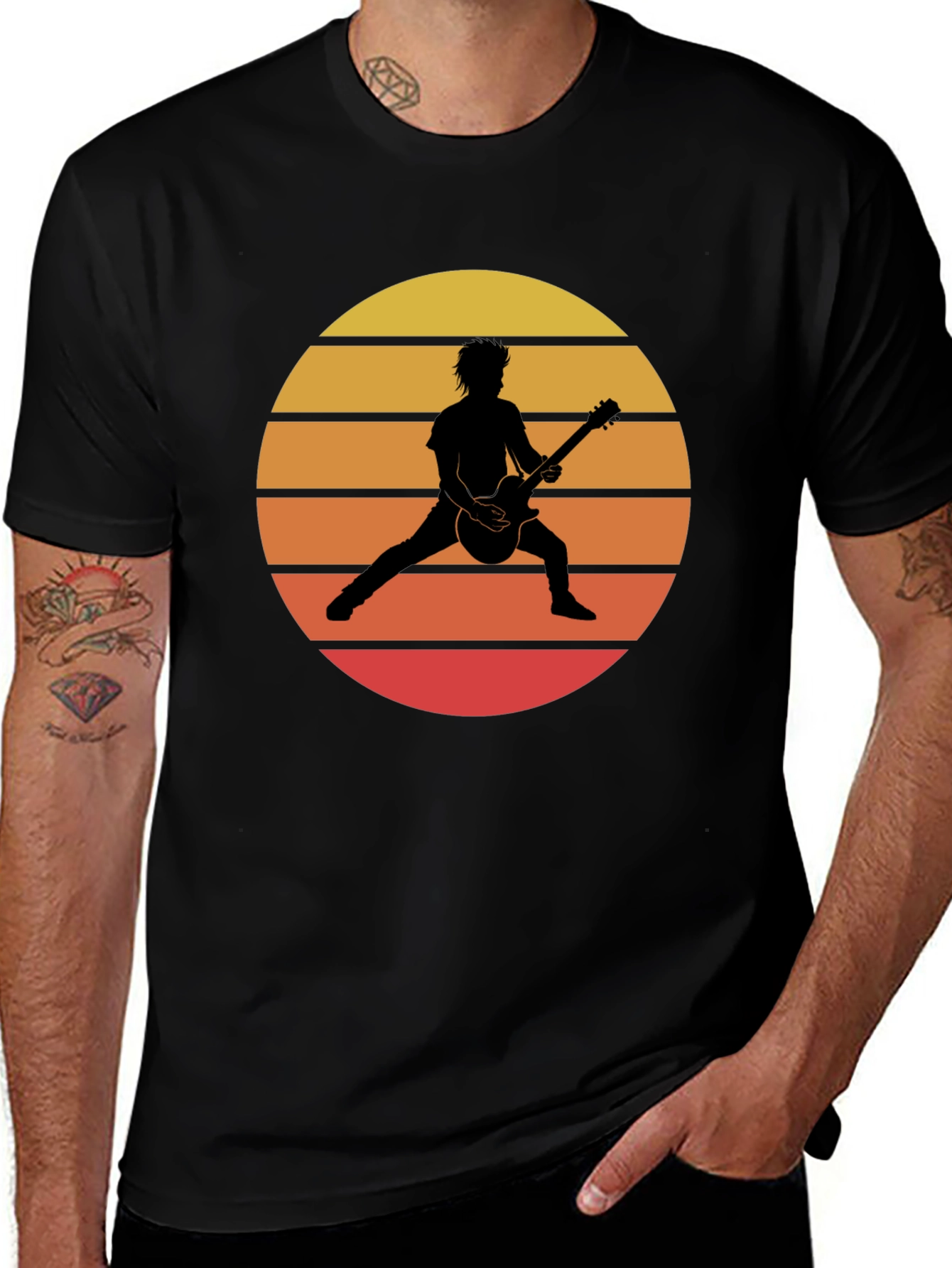 Variant 10 of Retro Sunset Guitarist Graphic T-Shirt