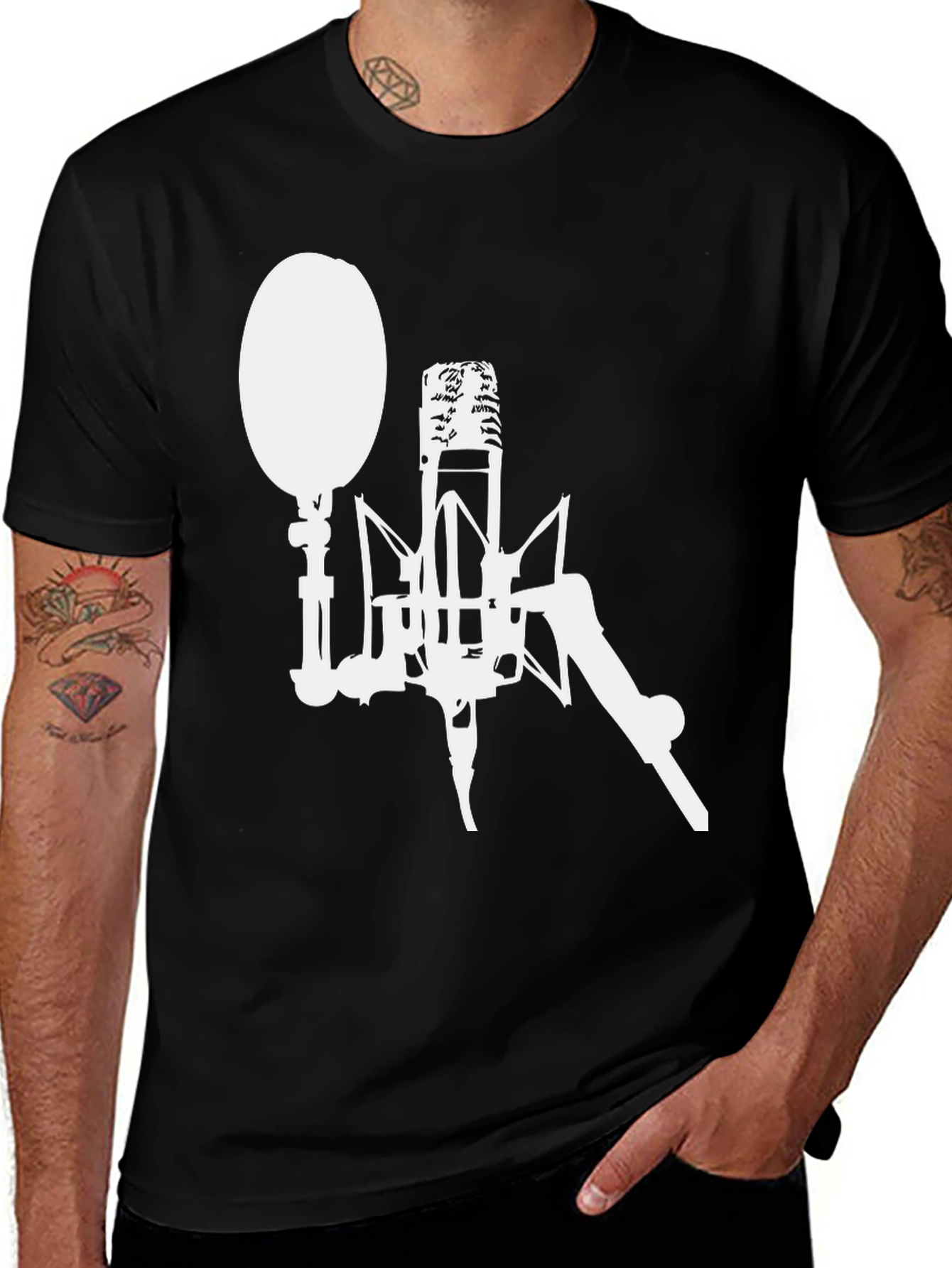 Variant 29 of Retro Microphone Graphic Tee - Classic Recording Studio Style