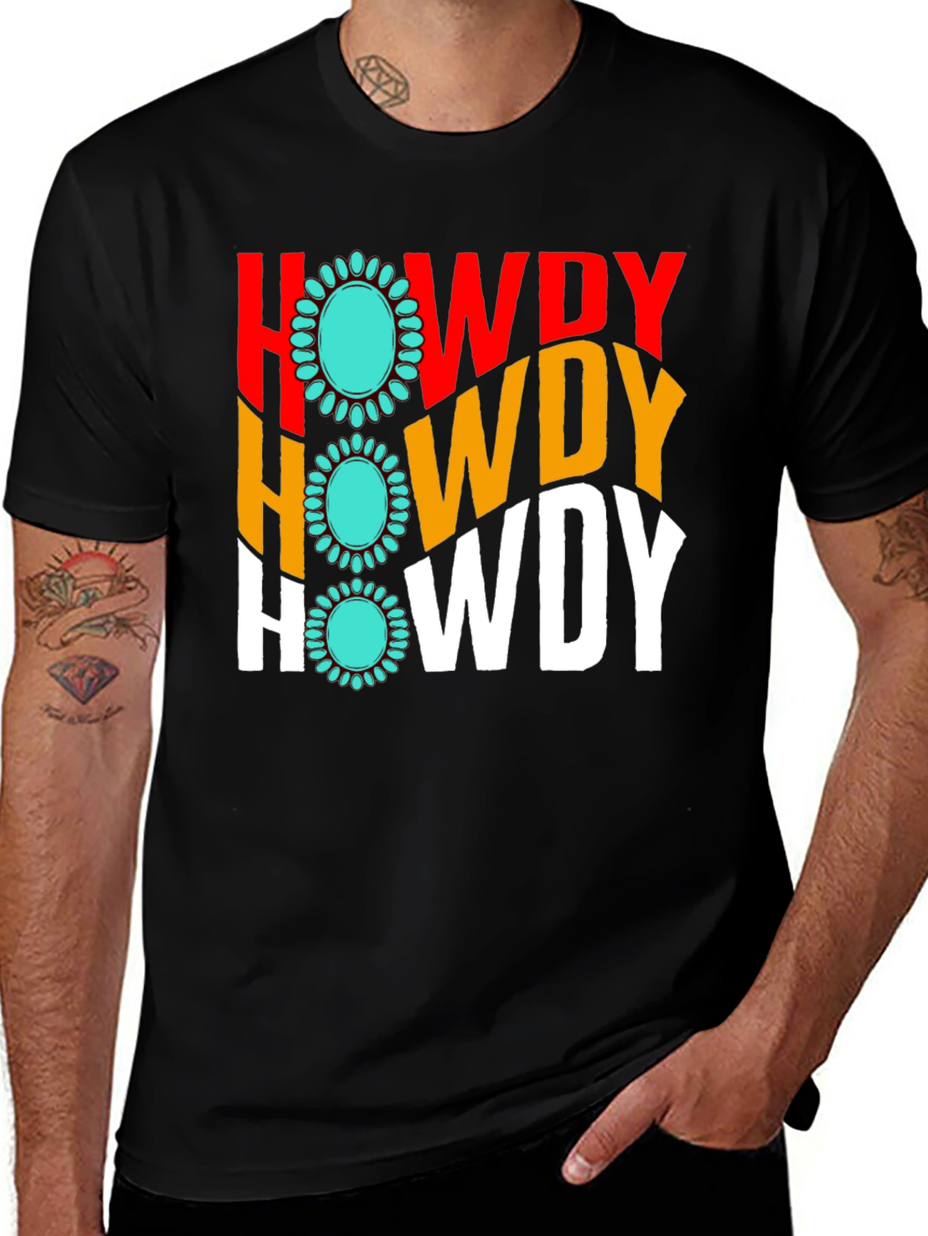 Howdy Turquoise Graphic T-Shirt