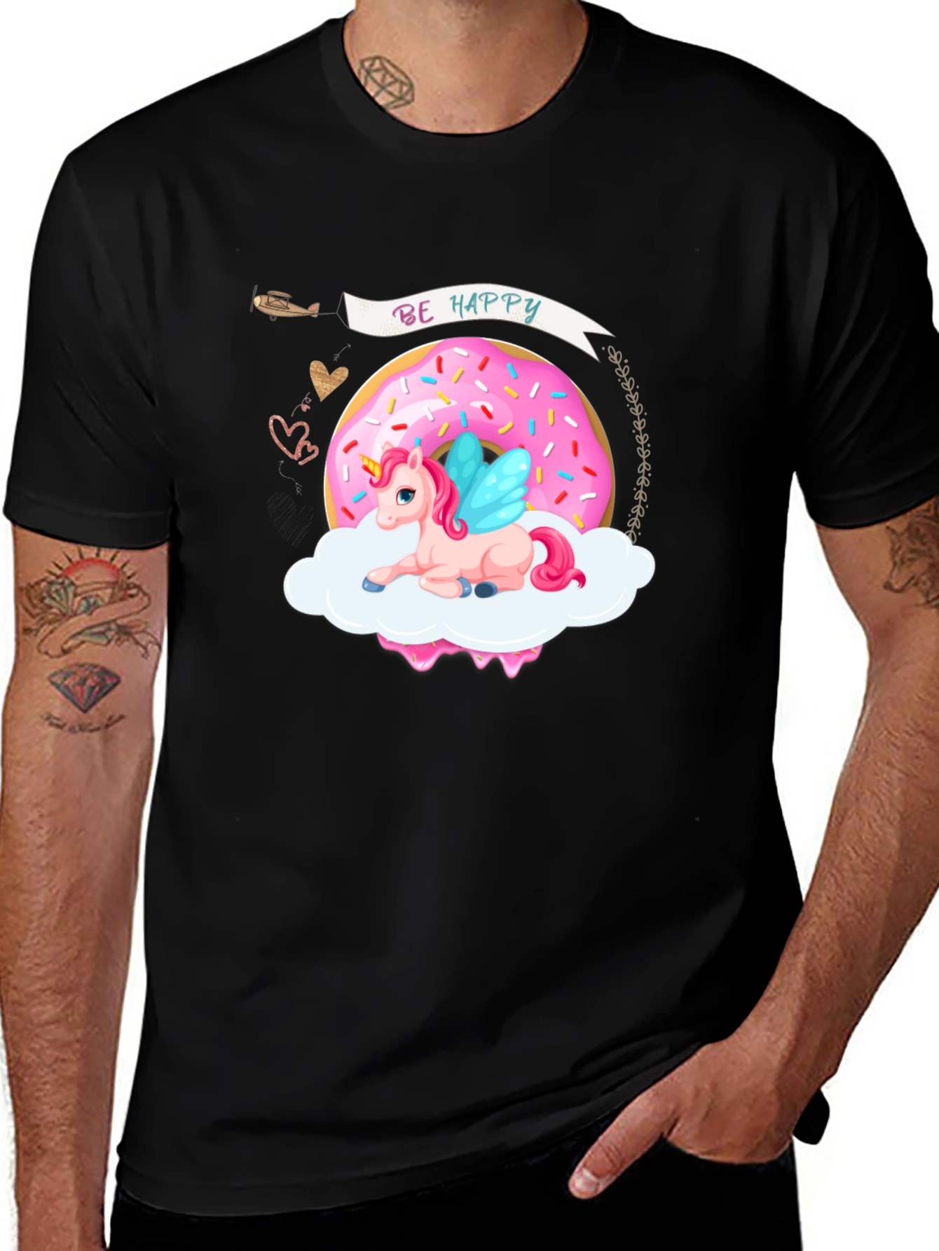 Variant 20 of Be Happy Unicorn Donut T-Shirt