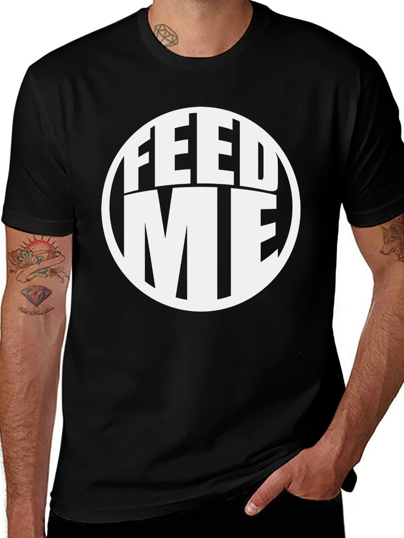 Variant 2 of Feed Me Graphic Tee - Black Casual T-Shirt