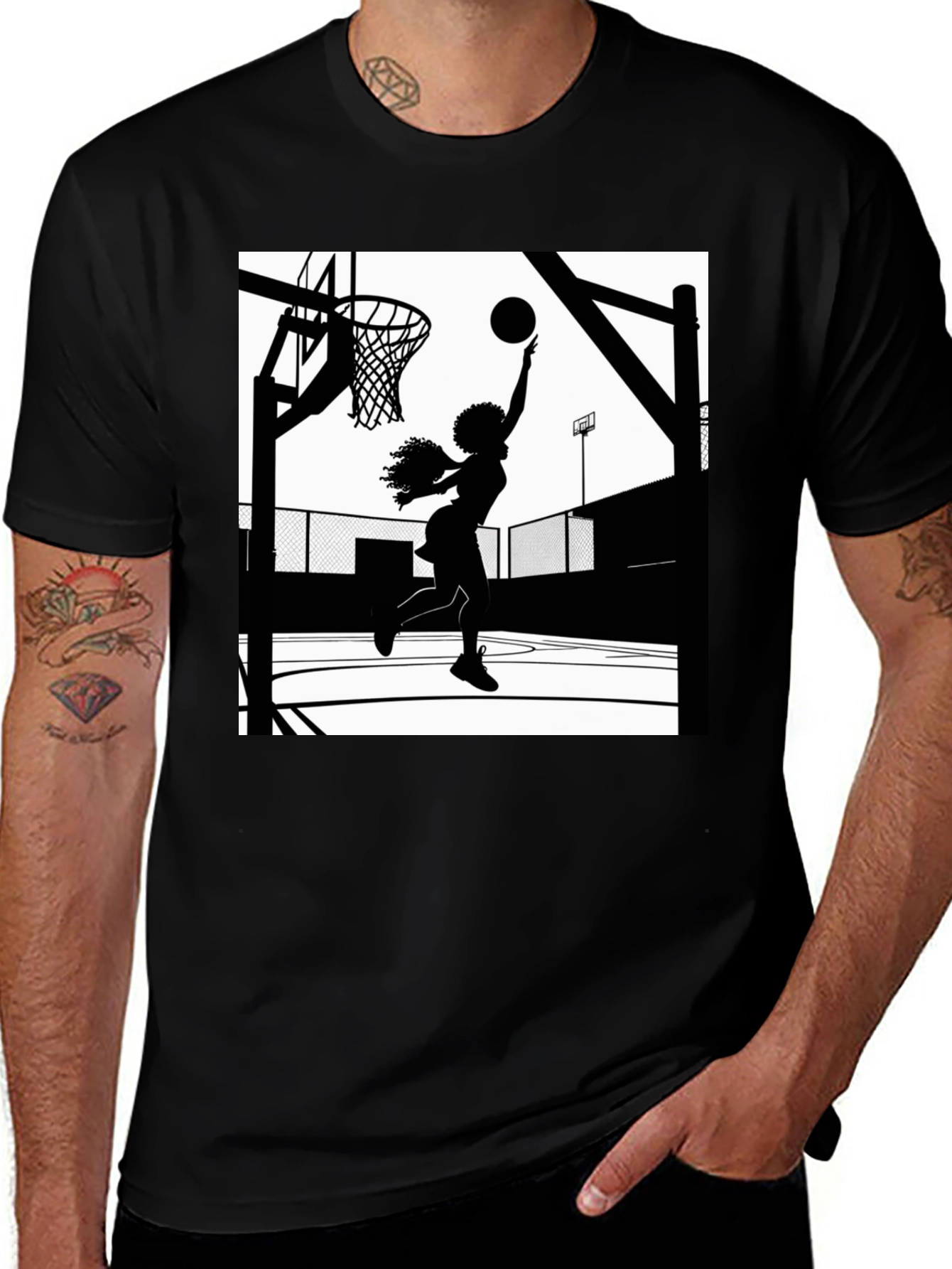Variant 8 of Basketball Girl Graphic T-Shirt - Black