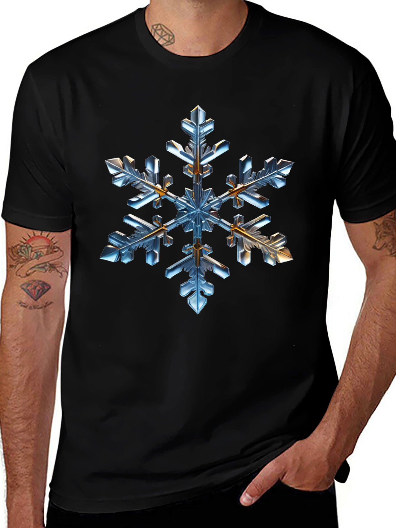 Variant 12 of Snowflake Graphic Tee - Cool Winter Style