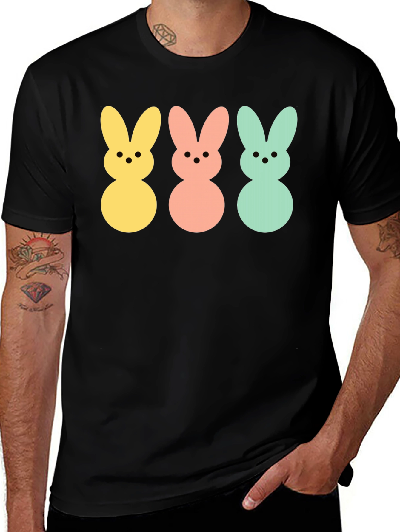 Variant 9 of Easter Bunny Peeps Graphic Tee - Black