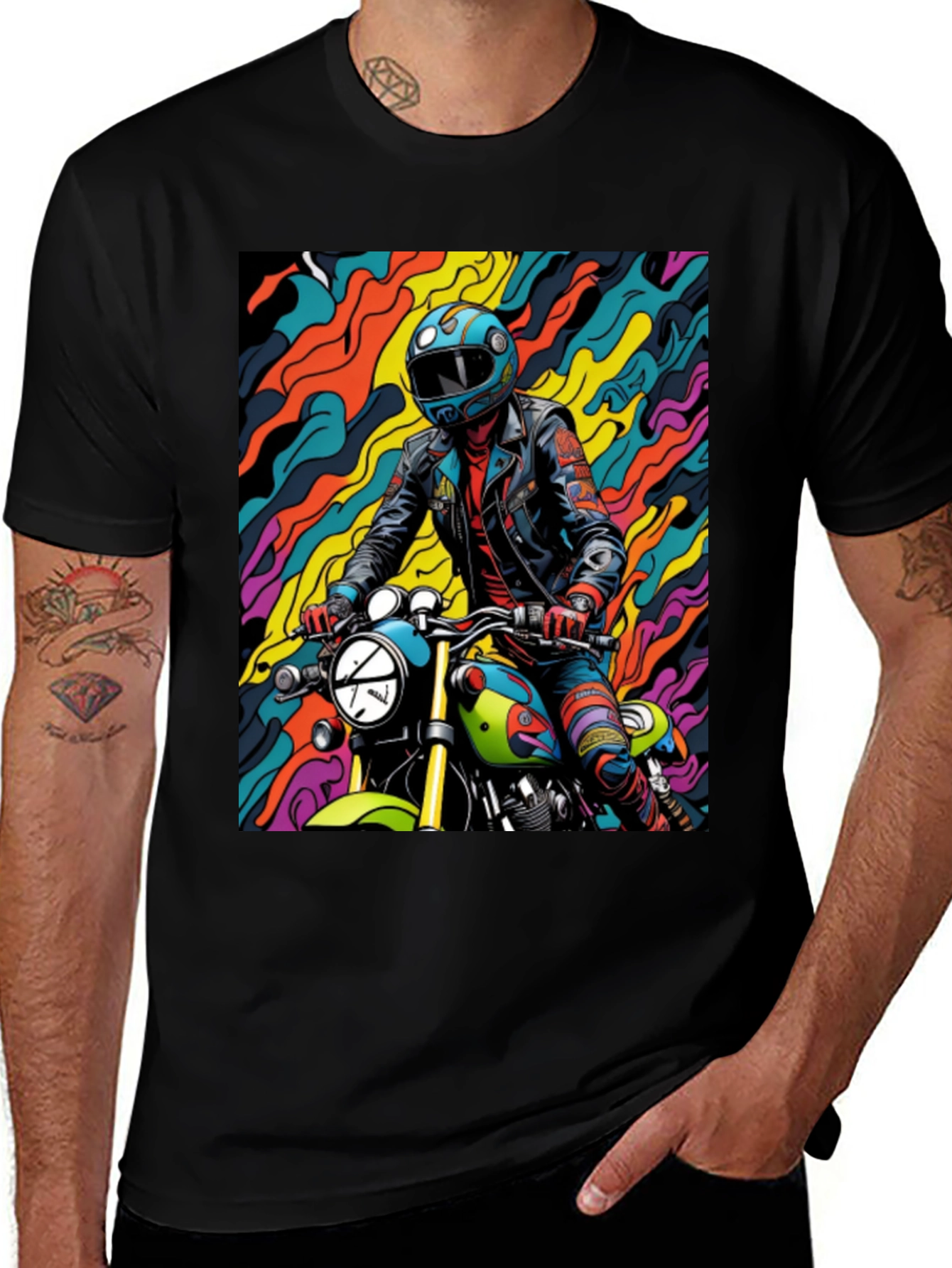 Variant 14 of Motorcycle Rider Graphic Tee - Cool Biker Design