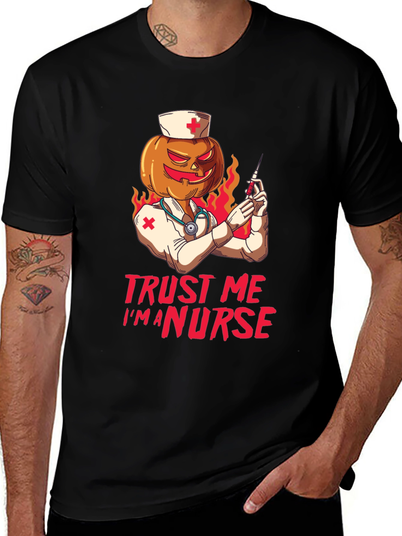 Trust Me I'm A Nurse Halloween Pumpkin Head T-Shirt