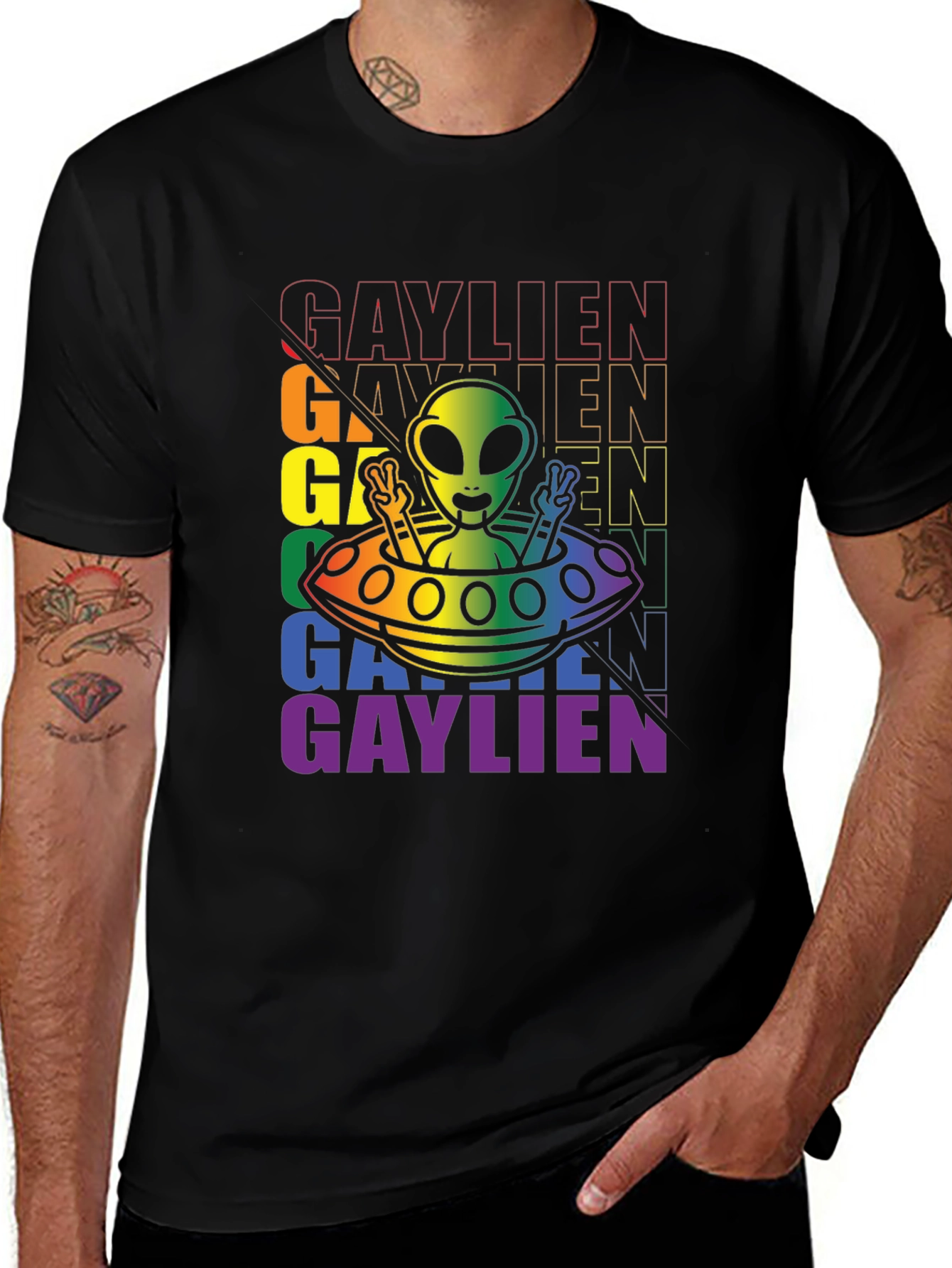 Variant 17 of Gaylien Pride Graphic Tee - Rainbow Alien LGBTQ Shirt