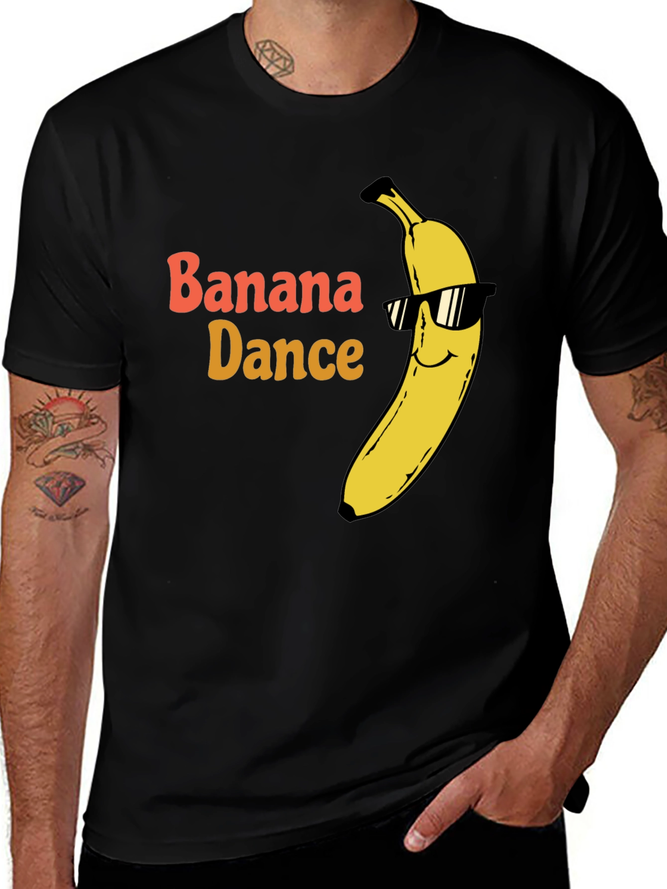 Variant 29 of Banana Dance Graphic Tee - Cool & Quirky Black T-Shirt