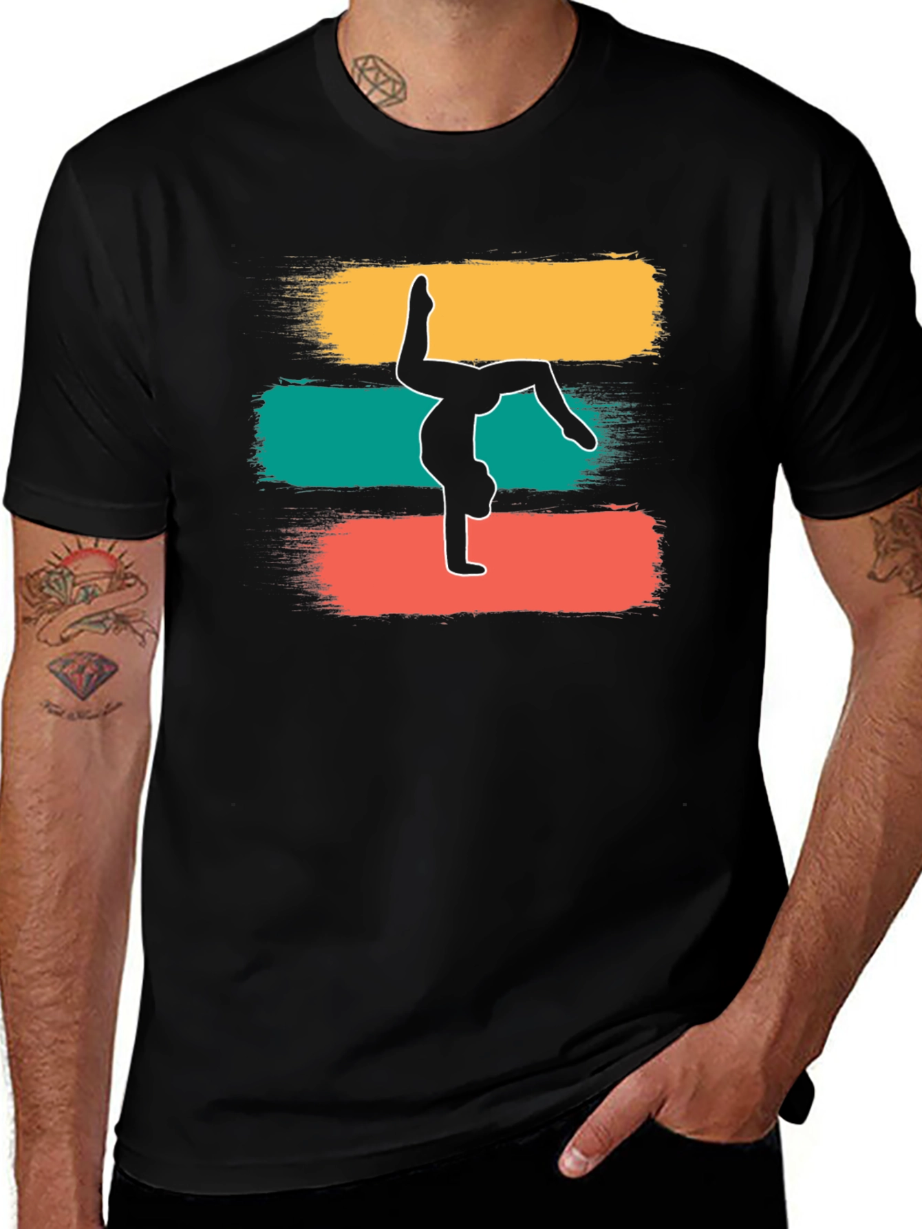 Variant 8 of Gymnastics Silhouette T-Shirt - Retro Design