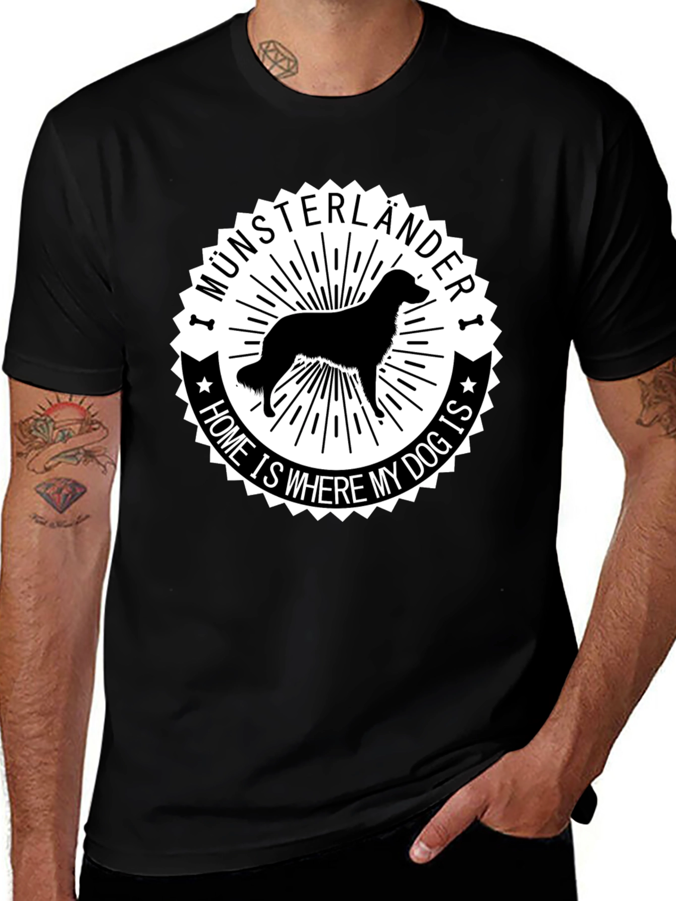 Variant 3 of Münsterländer Dog T-Shirt: Home is Where My Dog Is - Black