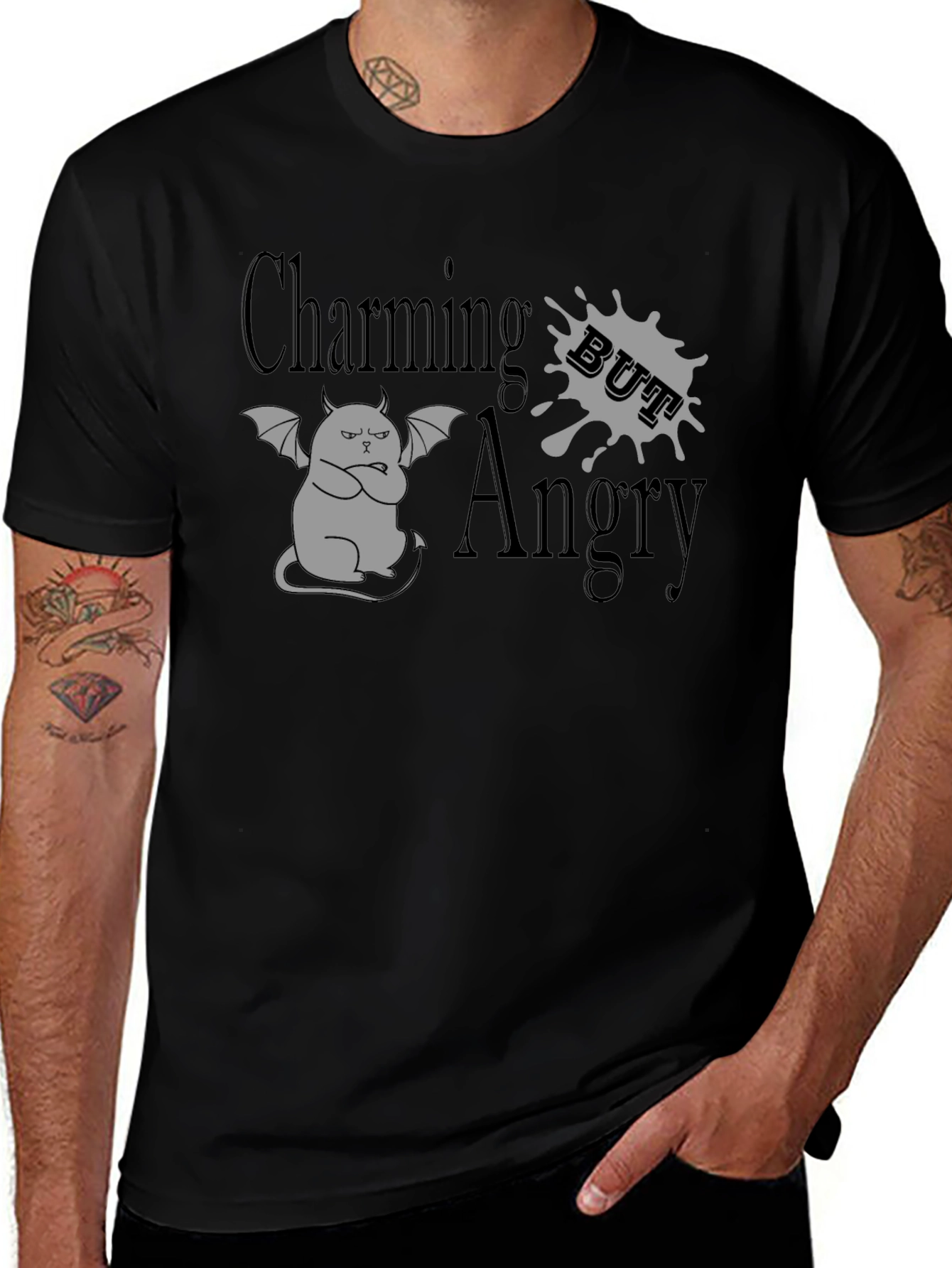 Variant 18 of Charming But Angry Cat Graphic T-Shirt