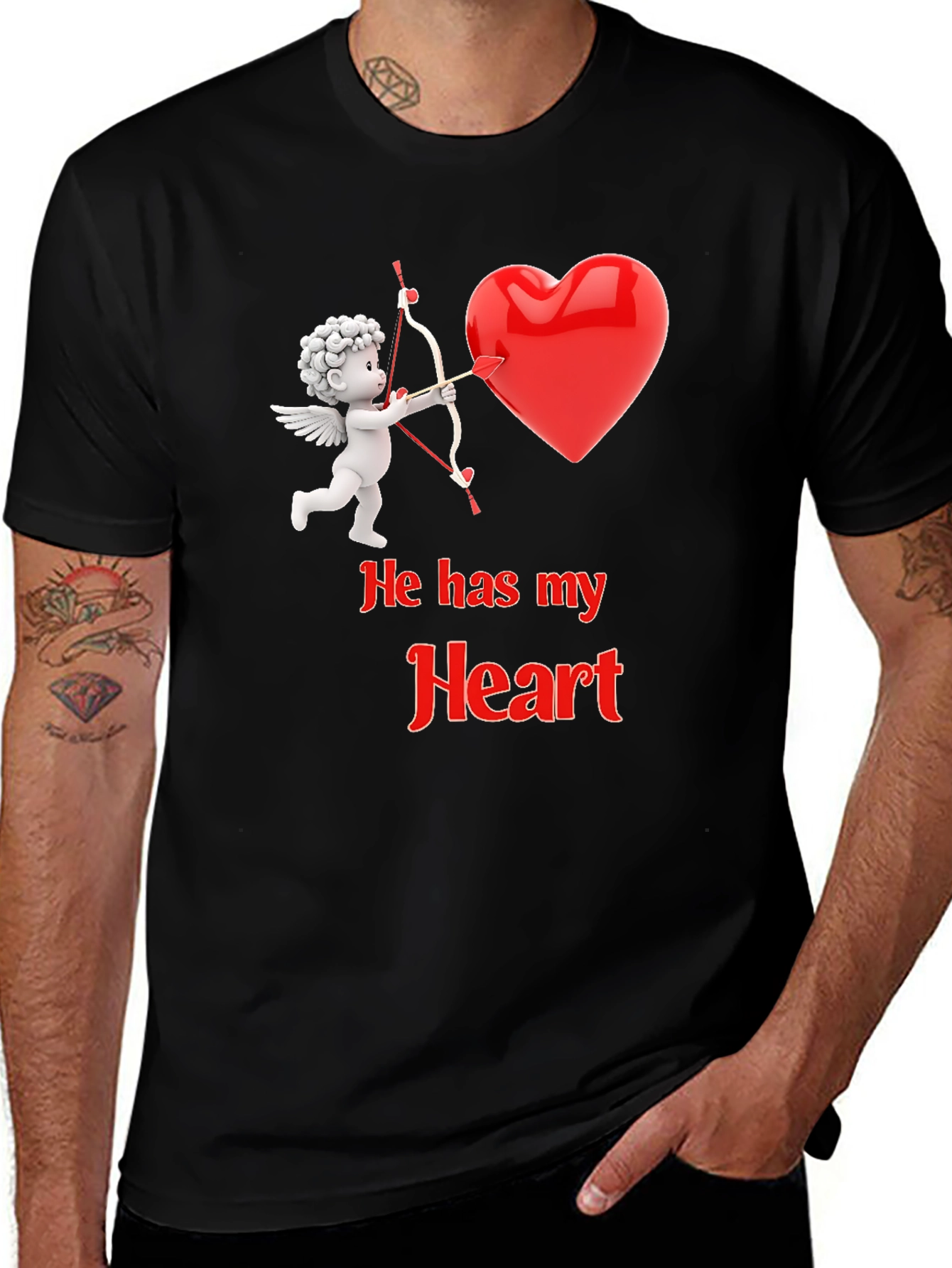 He Has My Heart Cupid Valentine's T-Shirt