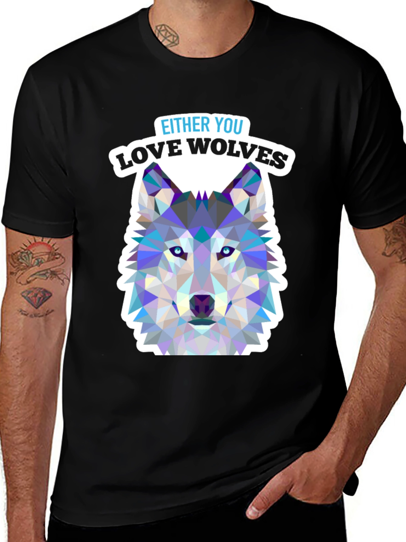 Variant 25 of Love Wolves Graphic Tee - Black Cotton T-Shirt