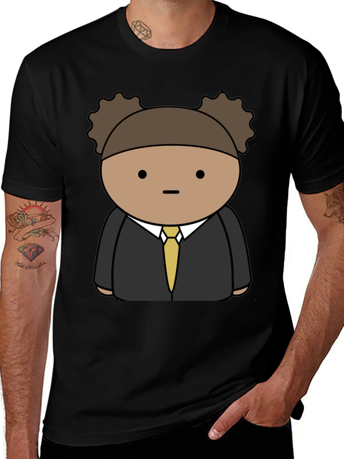 Variant 21 of Fun Cartoon Character Black T-Shirt