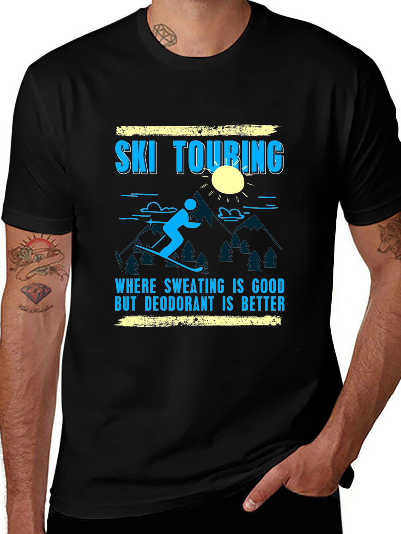 Variant 6 of Ski Touring Graphic Tee - "Sweating is Good" T-Shirt