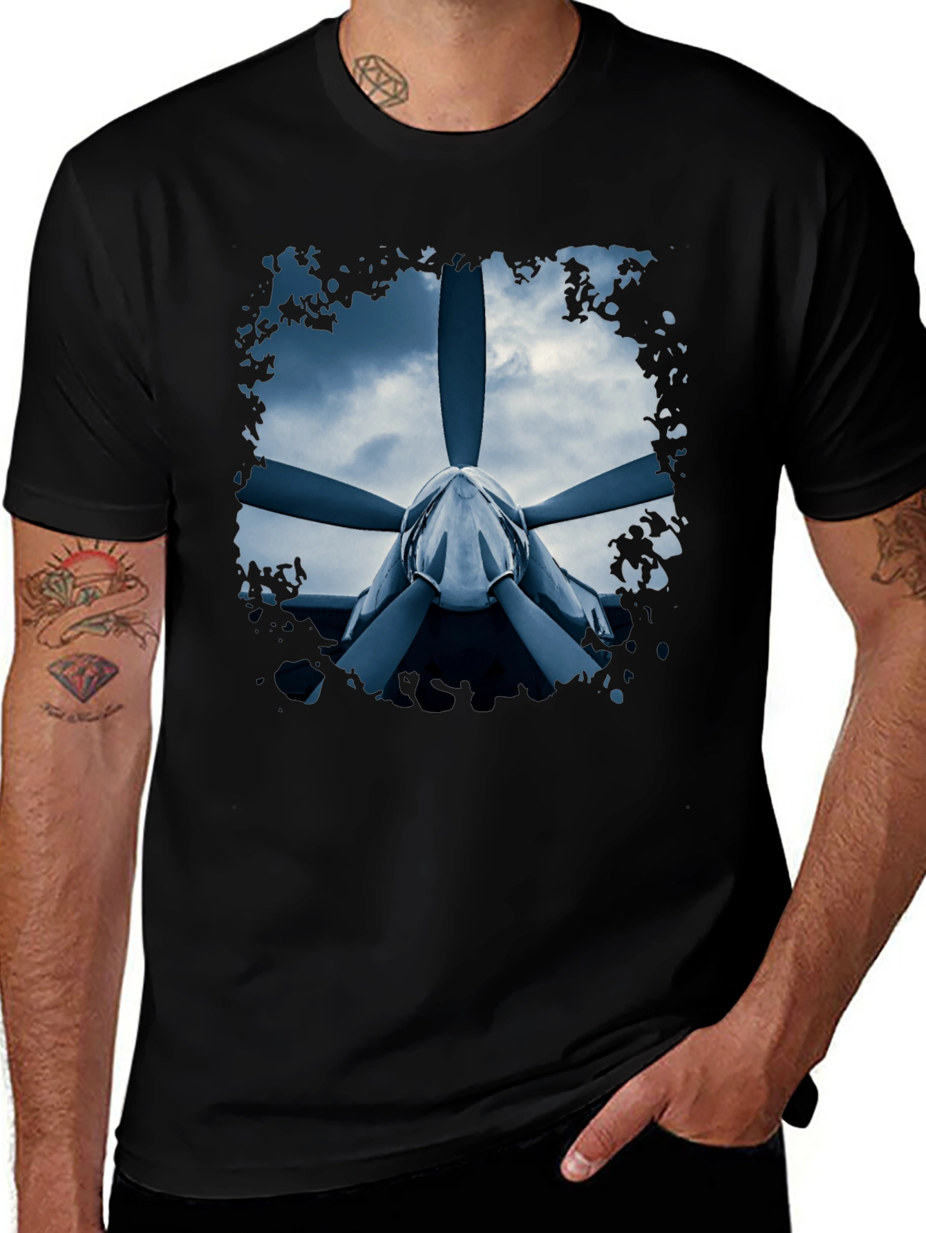 Variant 23 of Vintage Airplane Propeller Graphic T-Shirt