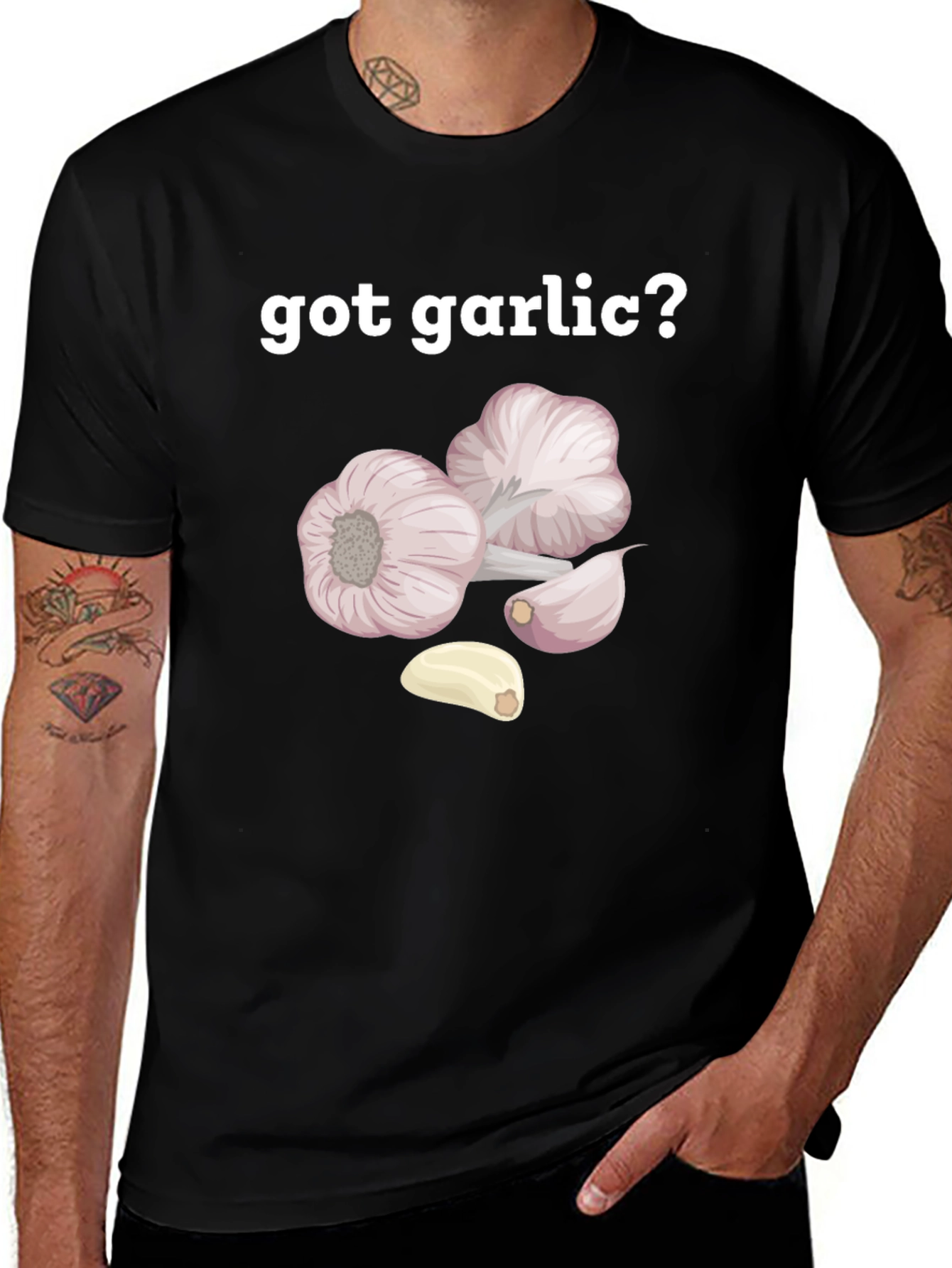 Variant 28 of Got Garlic? Graphic Tee - Black Cotton T-Shirt