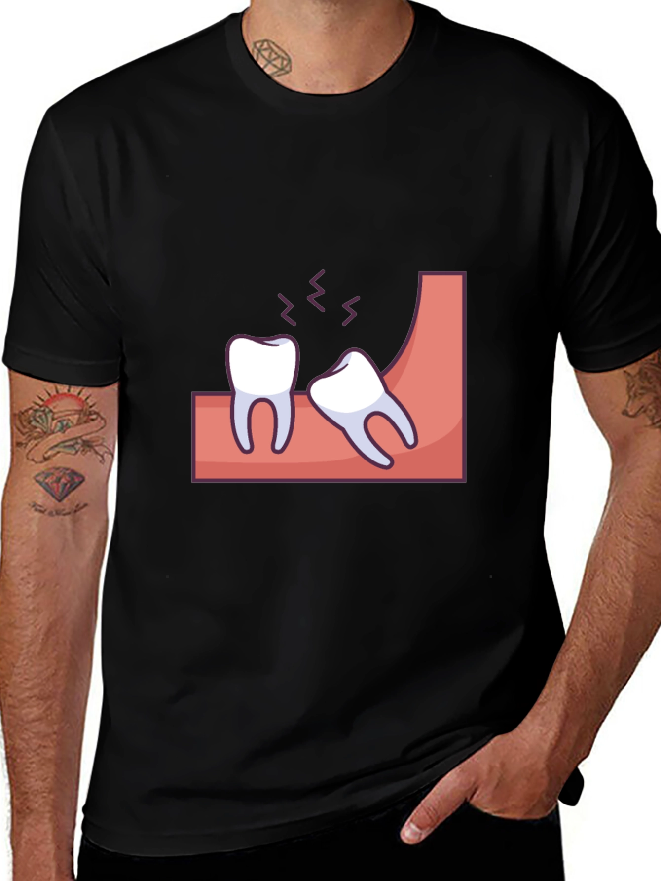 Variant 6 of Wisdom Teeth Graphic Tee - Black Cotton T-Shirt