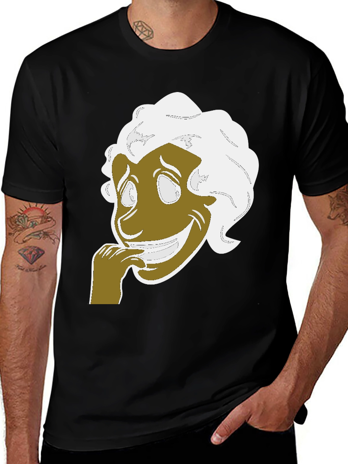 Variant 3 of Whimsical Cartoon Face Black T-Shirt