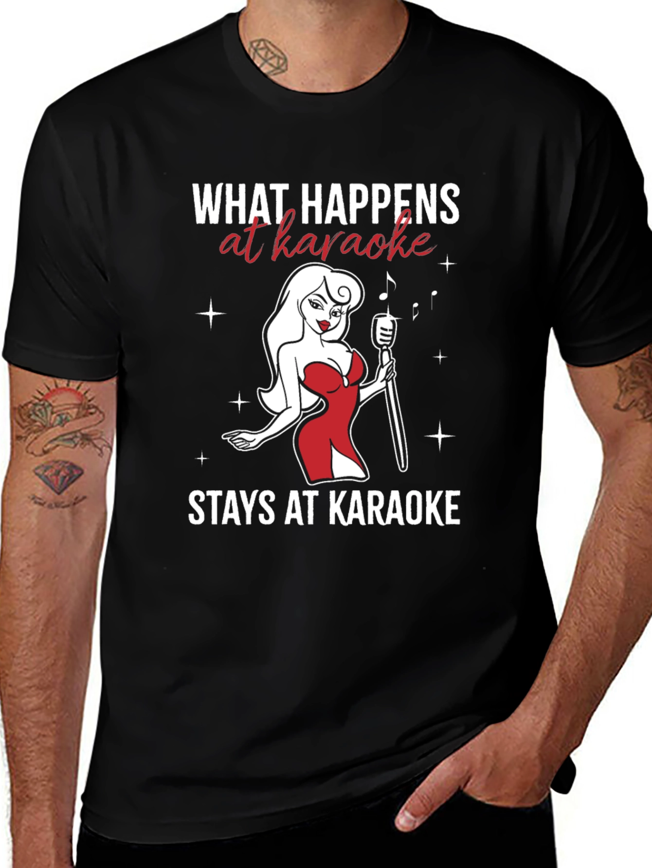 Variant 22 of Karaoke T-Shirt: What Happens at Karaoke Stays at Karaoke