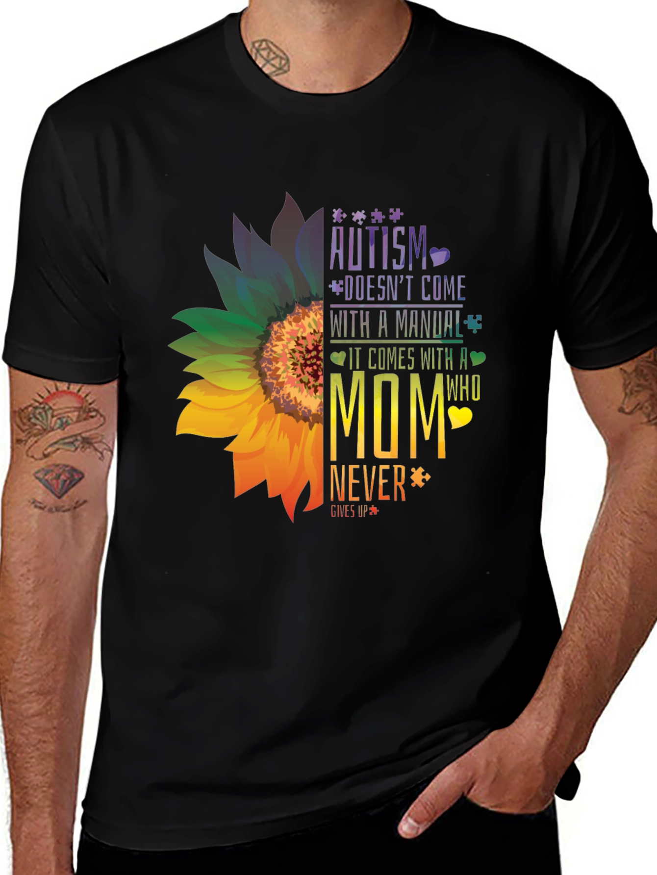 Variant 20 of Autism Mom Sunflower Graphic Tee