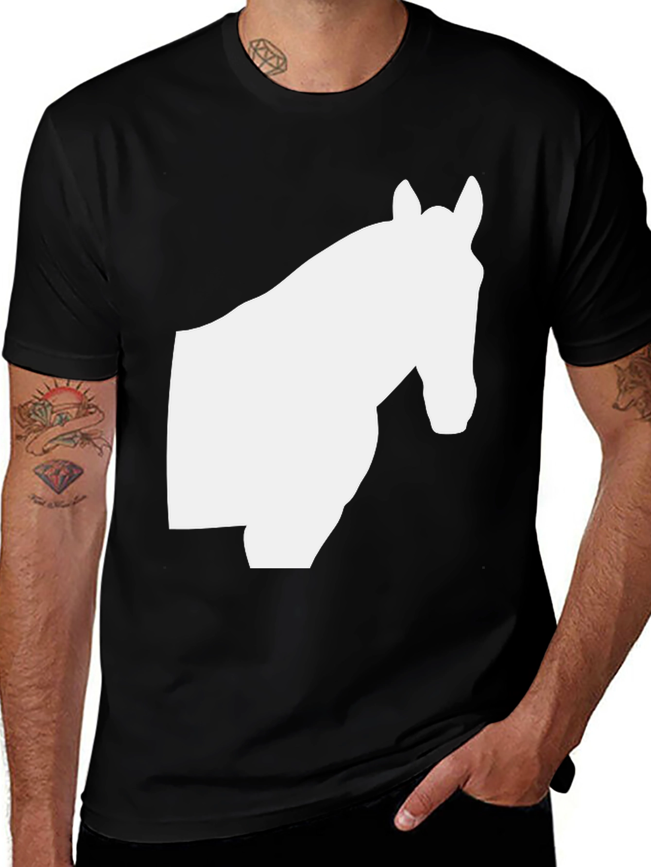 Variant 8 of Horse Head Silhouette Black T-Shirt