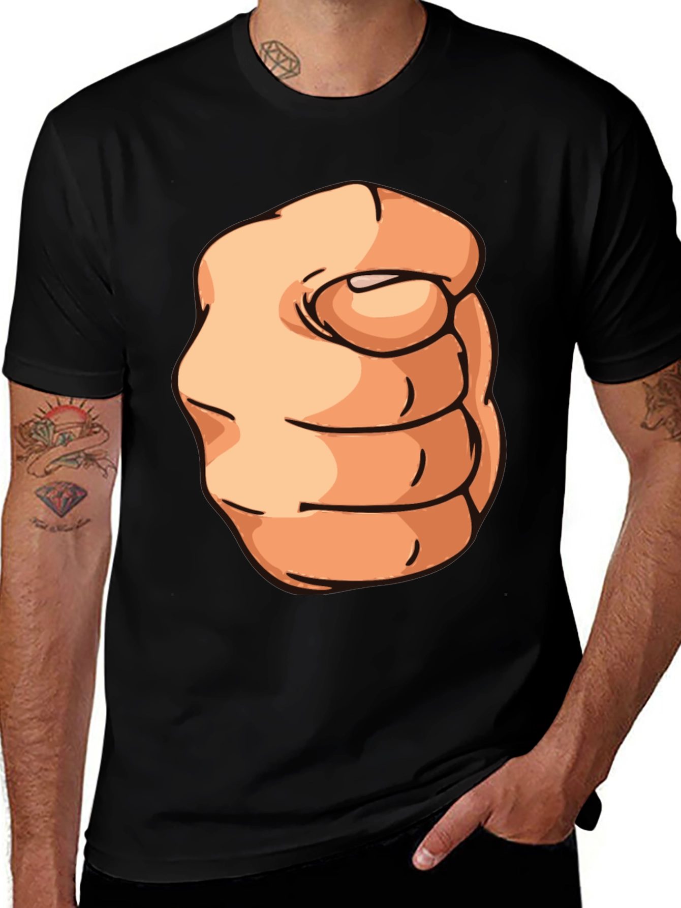 Variant 11 of Pointing Finger Graphic T-Shirt - Black