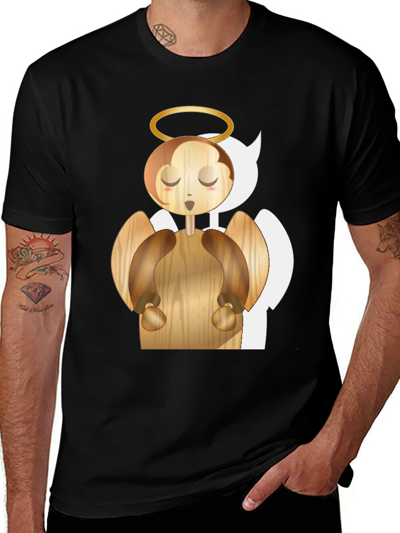Angel Graphic Tee - Whimsical Wood Design