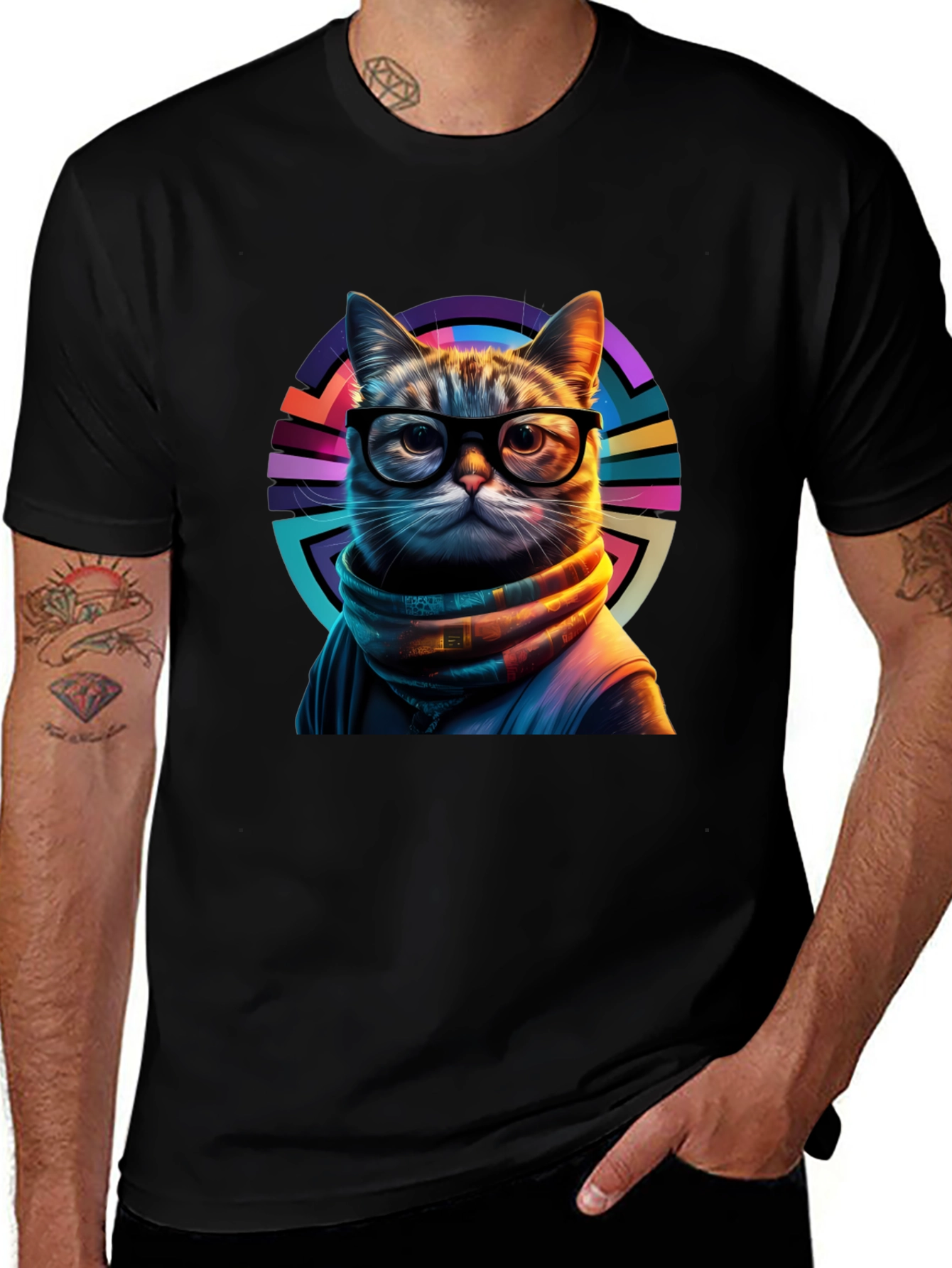 Variant 6 of Hipster Cat Graphic T-Shirt