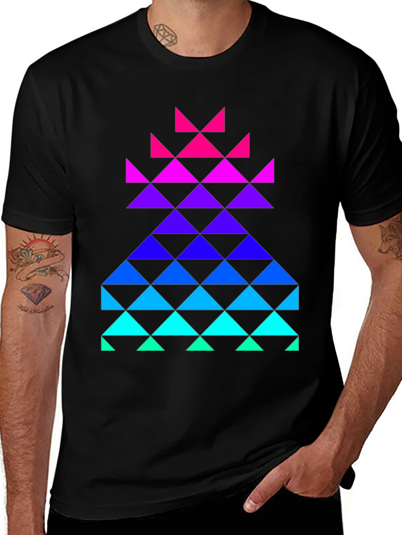 Variant 14 of Gradient Triangle Graphic Black T-Shirt