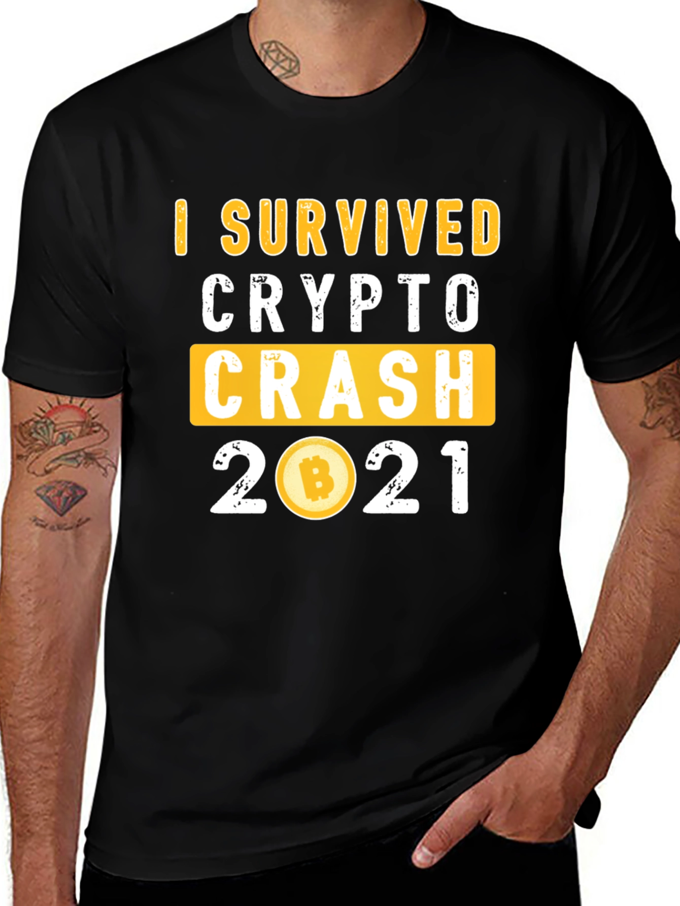 Variant 20 of I Survived Crypto Crash 2021 Black T-Shirt