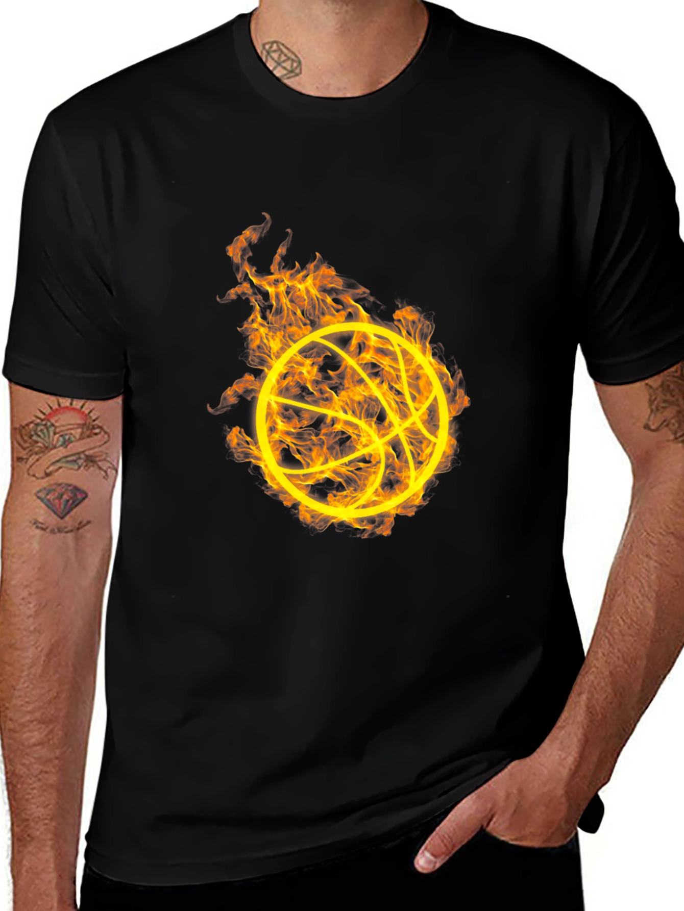 Variant 21 of Flaming Basketball Graphic Tee
