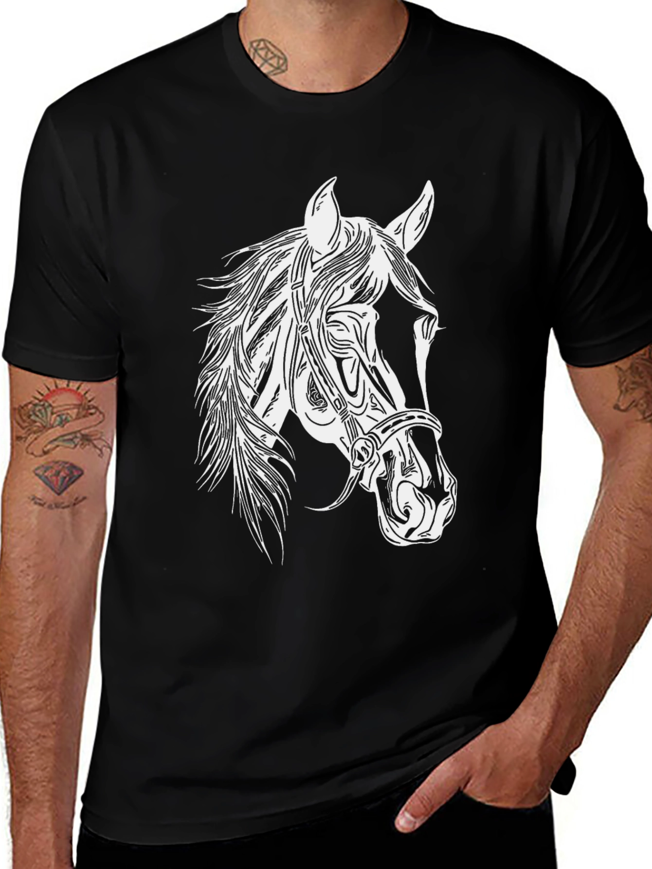 Variant 30 of Horse Head Graphic Tee - Black