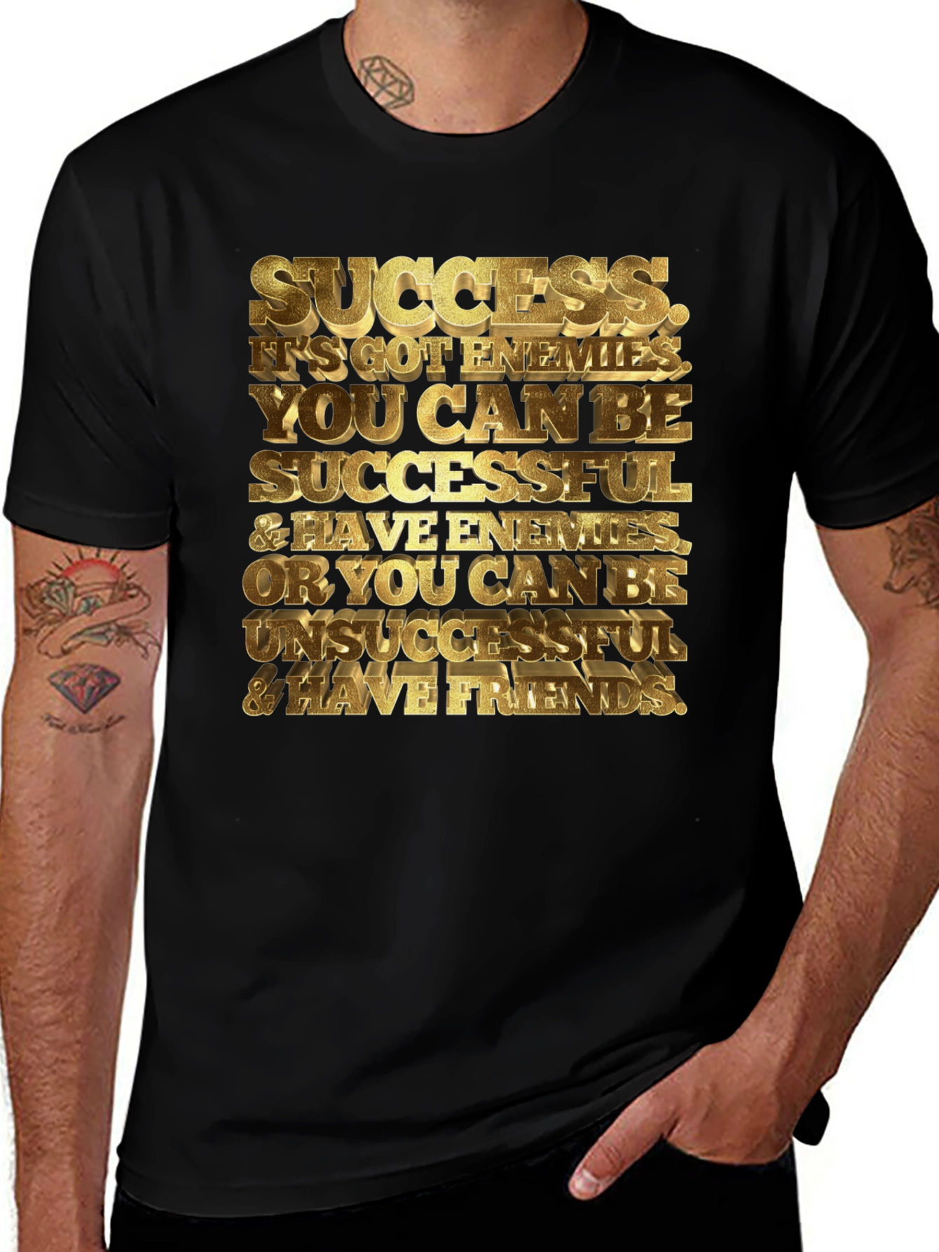 Black Success Motivational Black Graphic T-Shirt main image