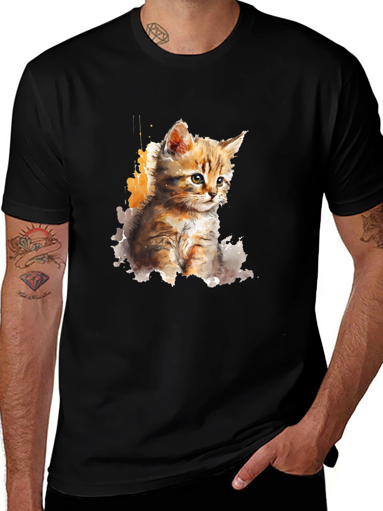 Variant 18 of Watercolor Kitten Graphic T-Shirt