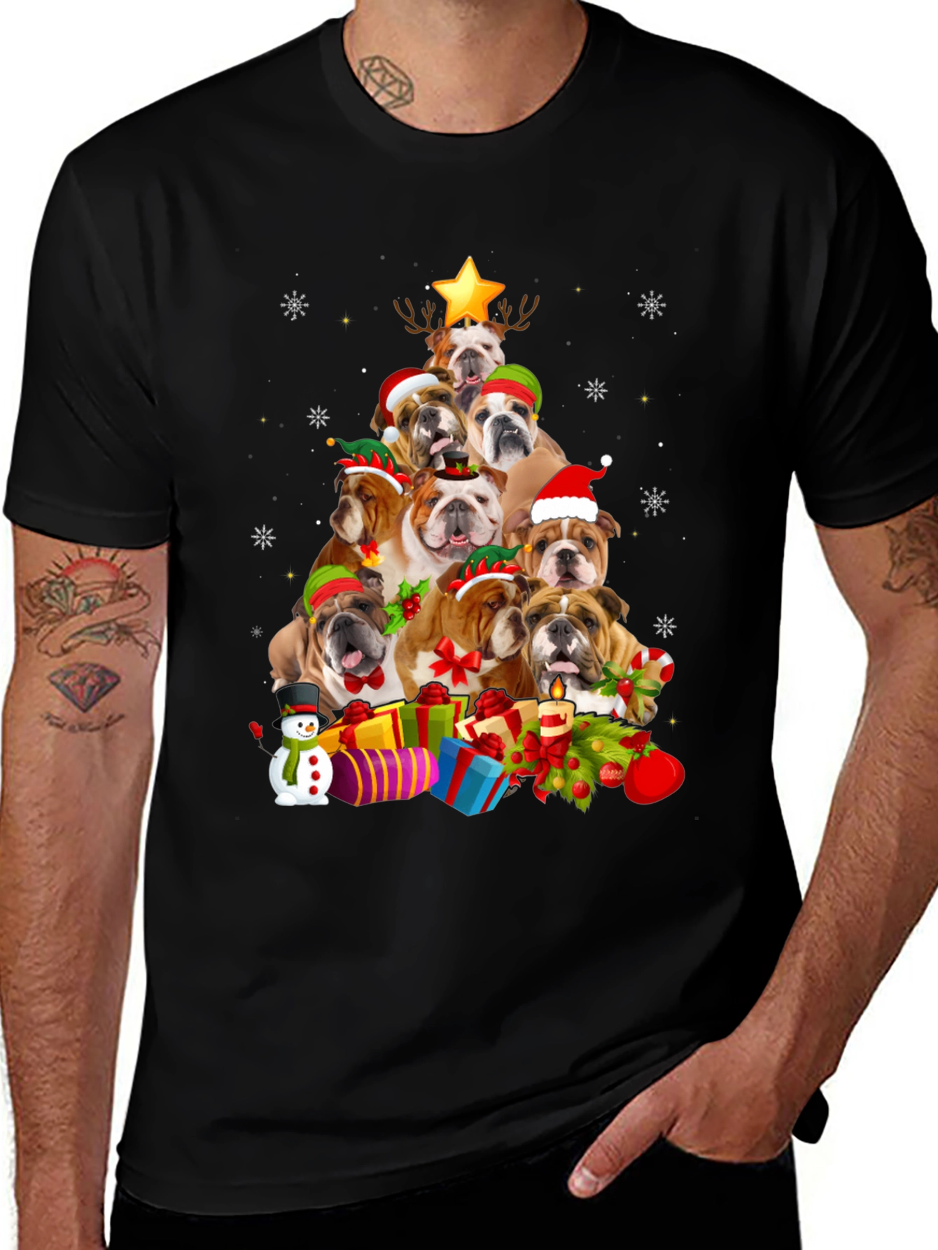 Variant 28 of Bulldog Christmas Tree T-Shirt