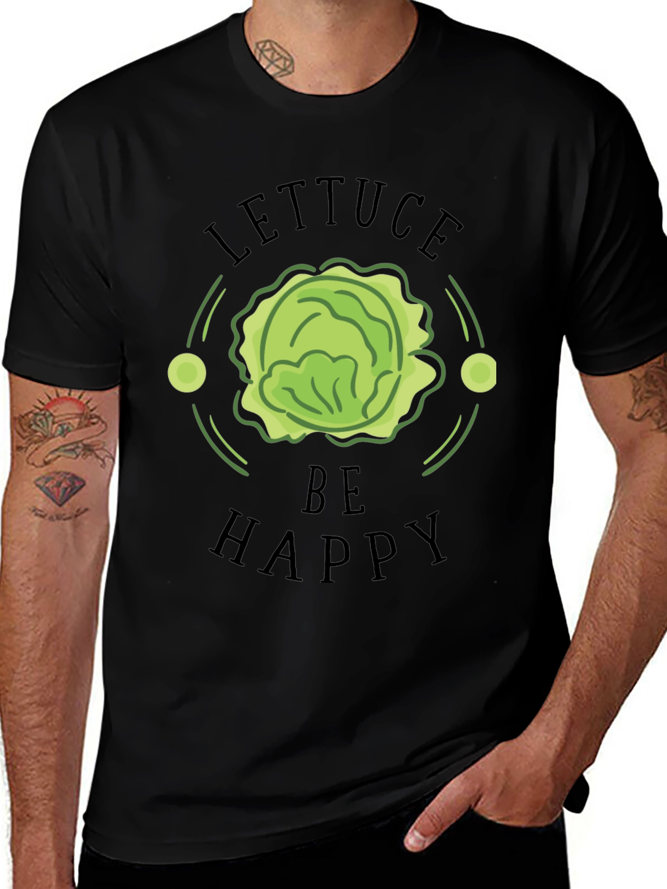 Variant 30 of Lettuce Be Happy Black Graphic T-Shirt