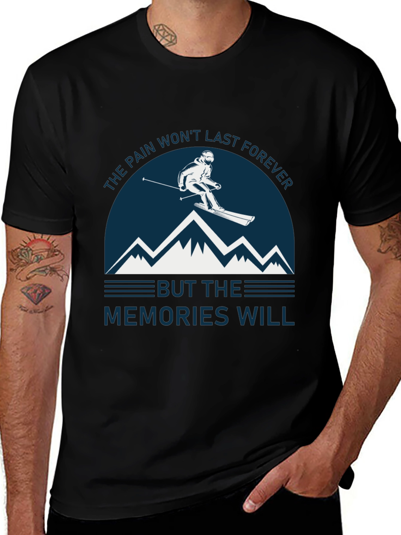 Variant 9 of Skiing Memories T-Shirt - Pain Won't Last Forever Graphic Tee