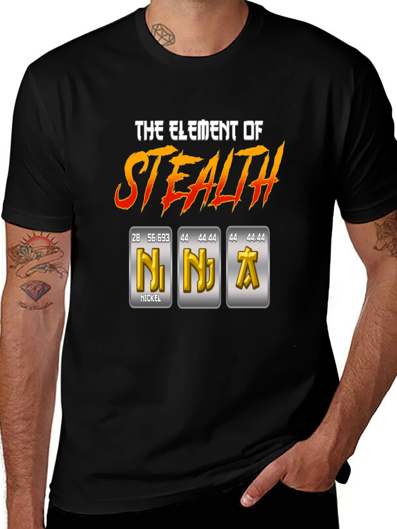 Variant 5 of Element of Stealth T-Shirt - Ninja Periodic Table Pun