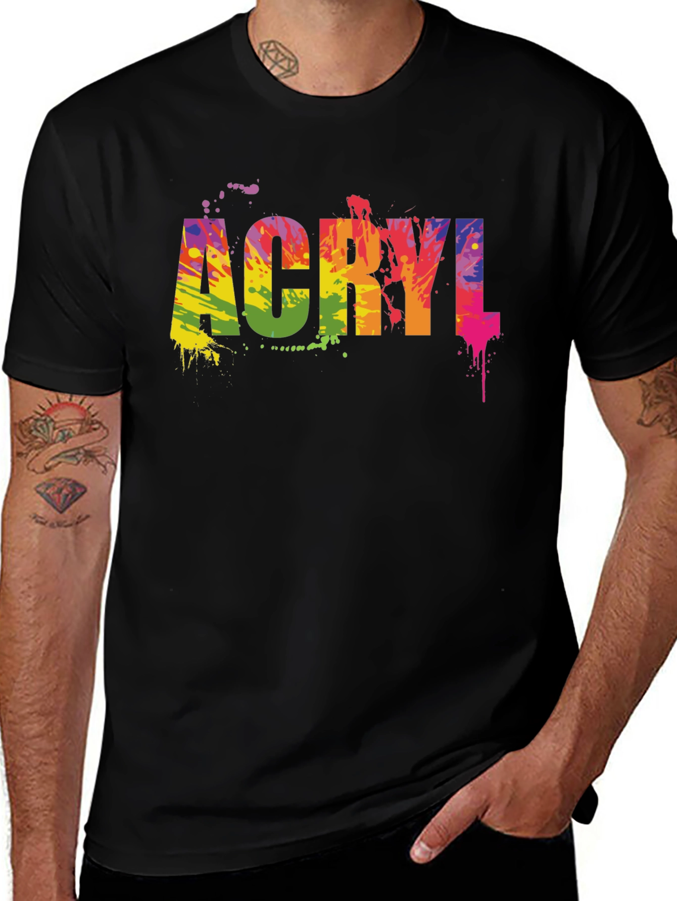 ACRYL Colorful Splatter T-Shirt - Black