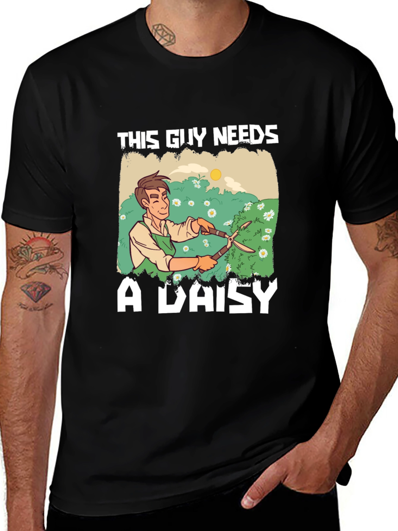 This Guy Needs a Daisy T-Shirt - Gardener Graphic Tee