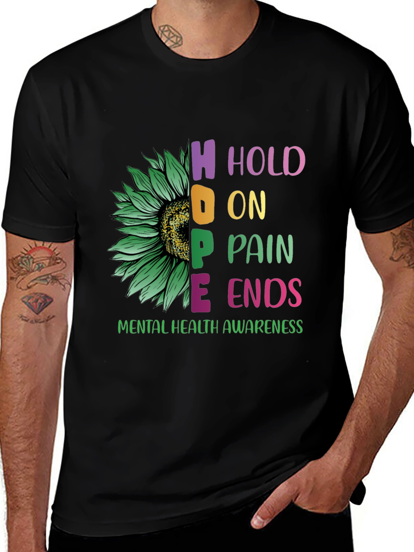 Variant 25 of HOPE Mental Health Awareness T-Shirt Sunflower