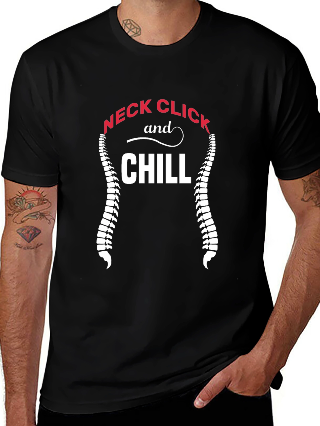 Variant 16 of Neck Click and Chill T-Shirt - Chiropractic Humor Tee